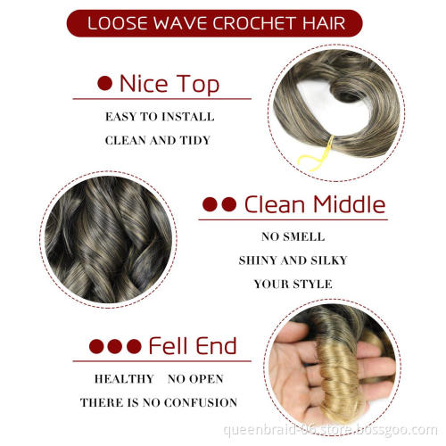 20Inch Loose Wave Spiral Curls Synthetic Crochet Braids Hair Extensions Pre Stretched Braiding Hair For Black Women Hair